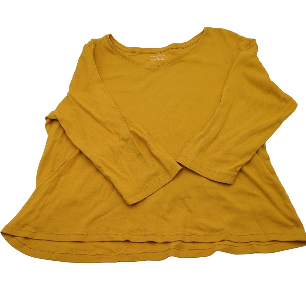 Christopher & Banks Mustard Yellow Cotton V-Neck Long Sleeve Top XL
